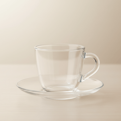 Alpha 55 Set 12 Tasses à Thé 20 cl en Verre – Modèle Lisse