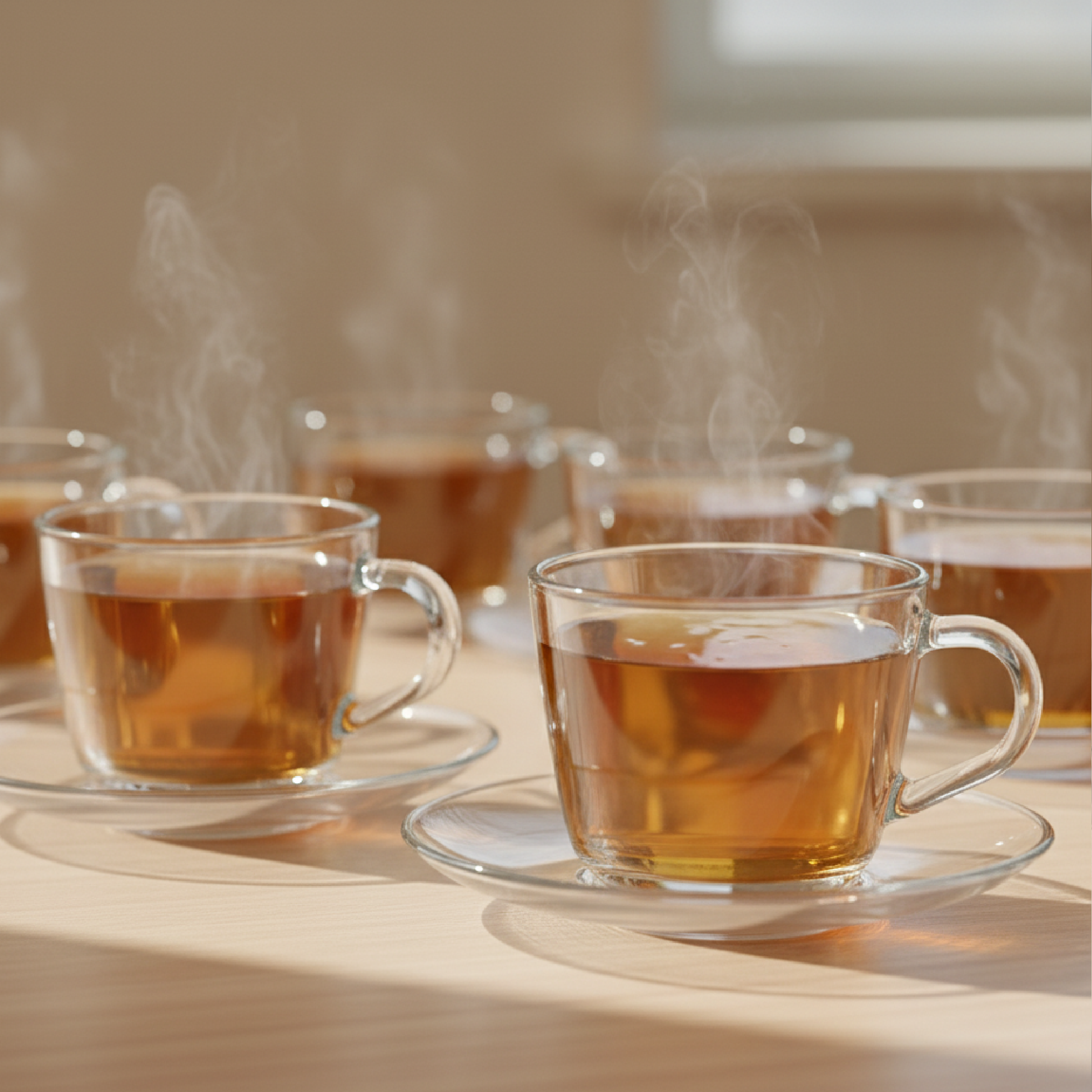 Alpha 55 Set 12 Tasses à Thé 20 cl en Verre – Modèle Lisse