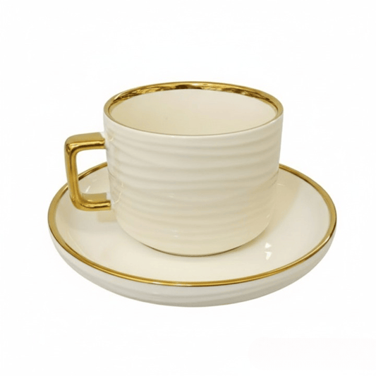 Alpha 55 Set 12 Tasses à Thé Italy Home – Design Lisse & Filet Doré