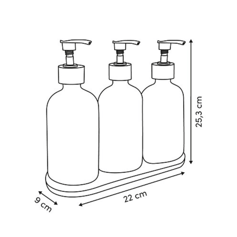 Alpha 55 Set 3 Distributeurs Savon avec Plateau Salle de Bain