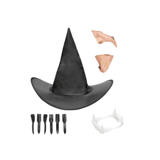 Alpha 55 Set 5 Pièces Sorcière Chapeau Nez Menton Dentier Ongles