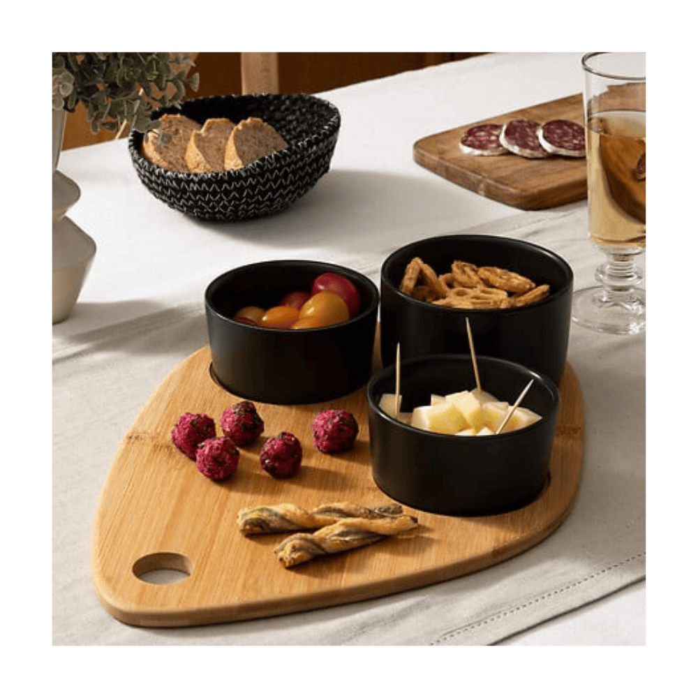 Alpha 55 Set apéritif 4 pièces en bambou noir élégant