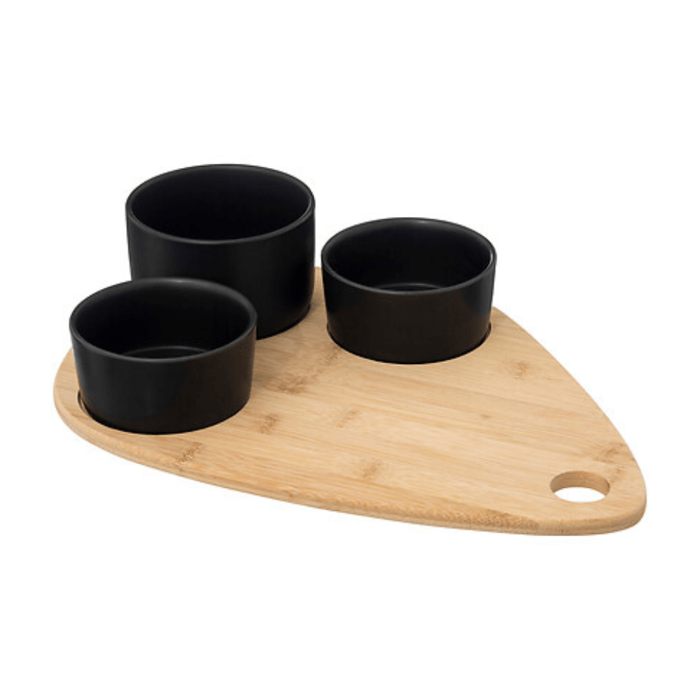 Alpha 55 Set apéritif 4 pièces en bambou noir élégant