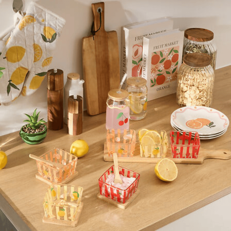 Alpha 55 Set Apéritif 4 Pièces Fruity Plateau Rectangle Bambou