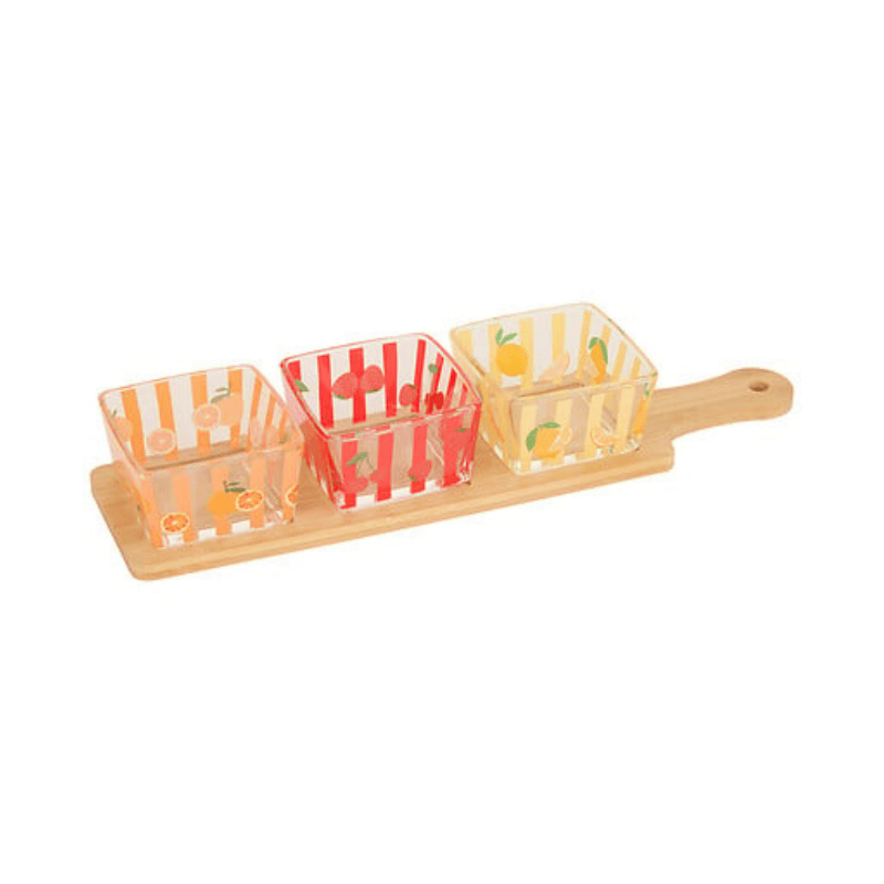Alpha 55 Set Apéritif 4 Pièces Fruity Plateau Rectangle Bambou