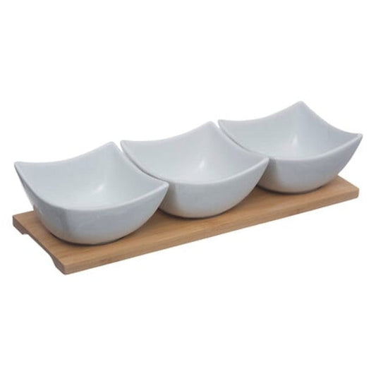 Alpha 55 Set apéritif de 4 pièces, en bambou et porcelaine