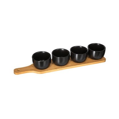 Alpha 55 Set apéritif de 5 pièces en bambou noir élégant
