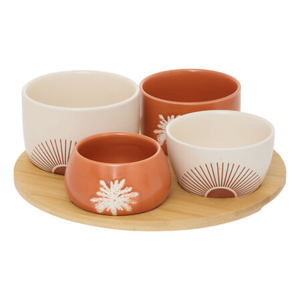 Alpha 55 Set Apéritif de 5 Pièces Plateau en Bambou – Naturel & Chic