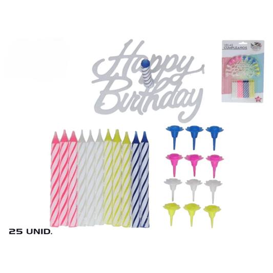 Alpha 55 Set bougies Happy Birthday 25 pièces – Fête