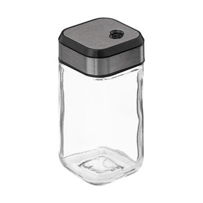 Alpha 55 Set Bouteille Huile Vinaigre Sel & Poivre avec Support Noir