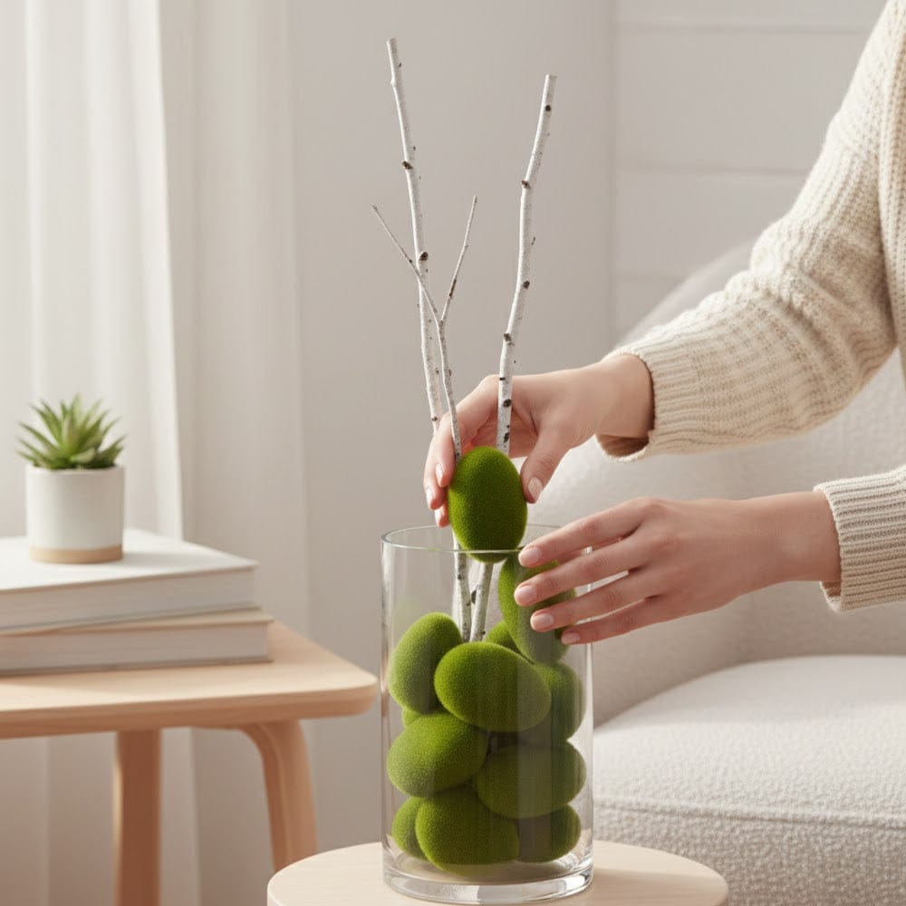 Alpha 55 Set de 12 galets en mousse artificielle décorative