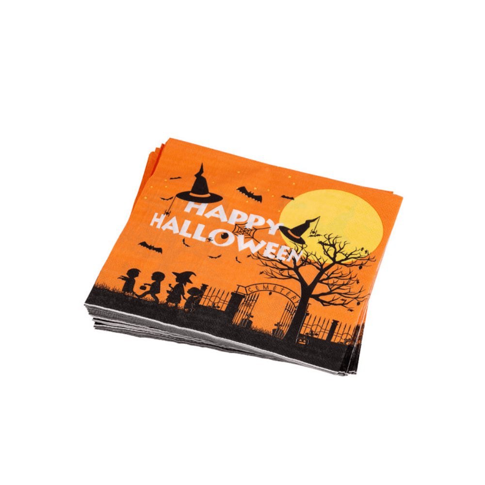 Alpha 55 Set de 12 Serviettes Citrouille 17 x 17 cm Halloween