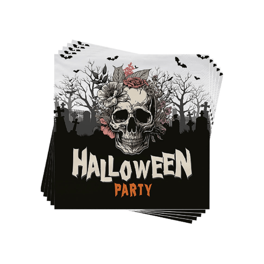 Alpha 55 Set de 12 Serviettes Crâne 17 x 17 cm Halloween