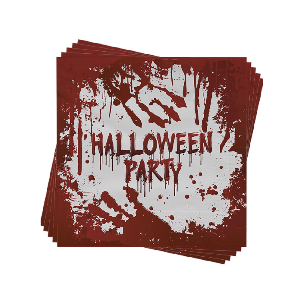 Alpha 55 Set de 12 Serviettes Effet Sang 17 x 17 cm Halloween