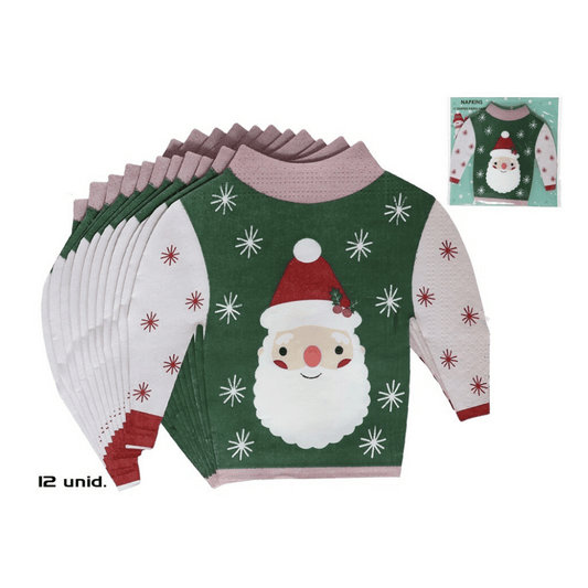 Alpha 55 Set de 12 serviettes papier pull Père Noël – Table festive