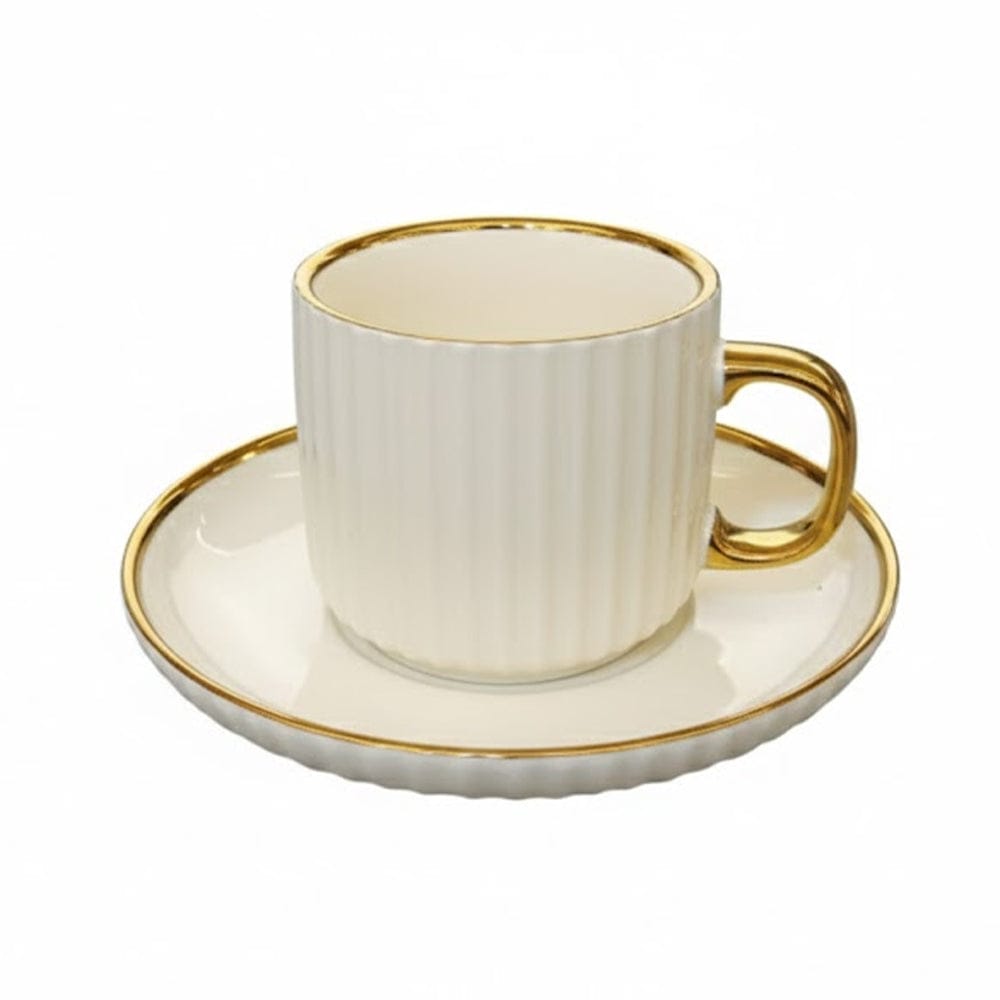 Alpha 55 Set de 12 Tasses à Thé Italy Home – Rayures et Filet Doré