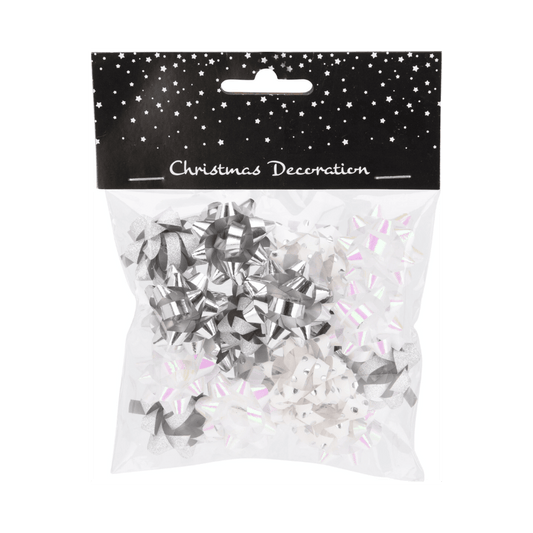 Alpha 55 Set de 18 Étoiles Bolduc Blanc-Argent – Déco Cadeaux Chic