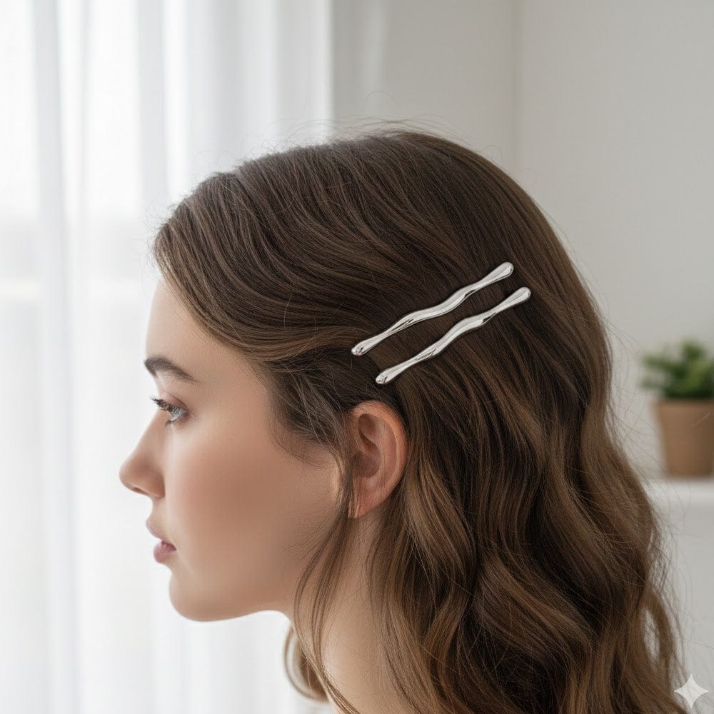 Alpha 55 Set de 2 barrettes métal fines – Élégance discrète
