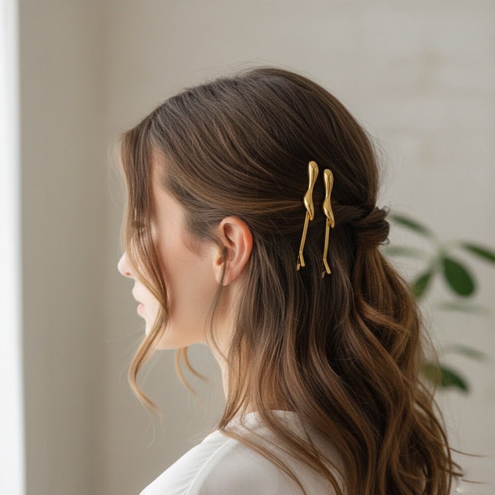 Alpha 55 Set de 2 barrettes métal fines – Élégance discrète
