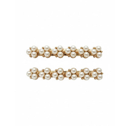 Alpha 55 Set de 2 barrettes perles dorées – Élégance chic