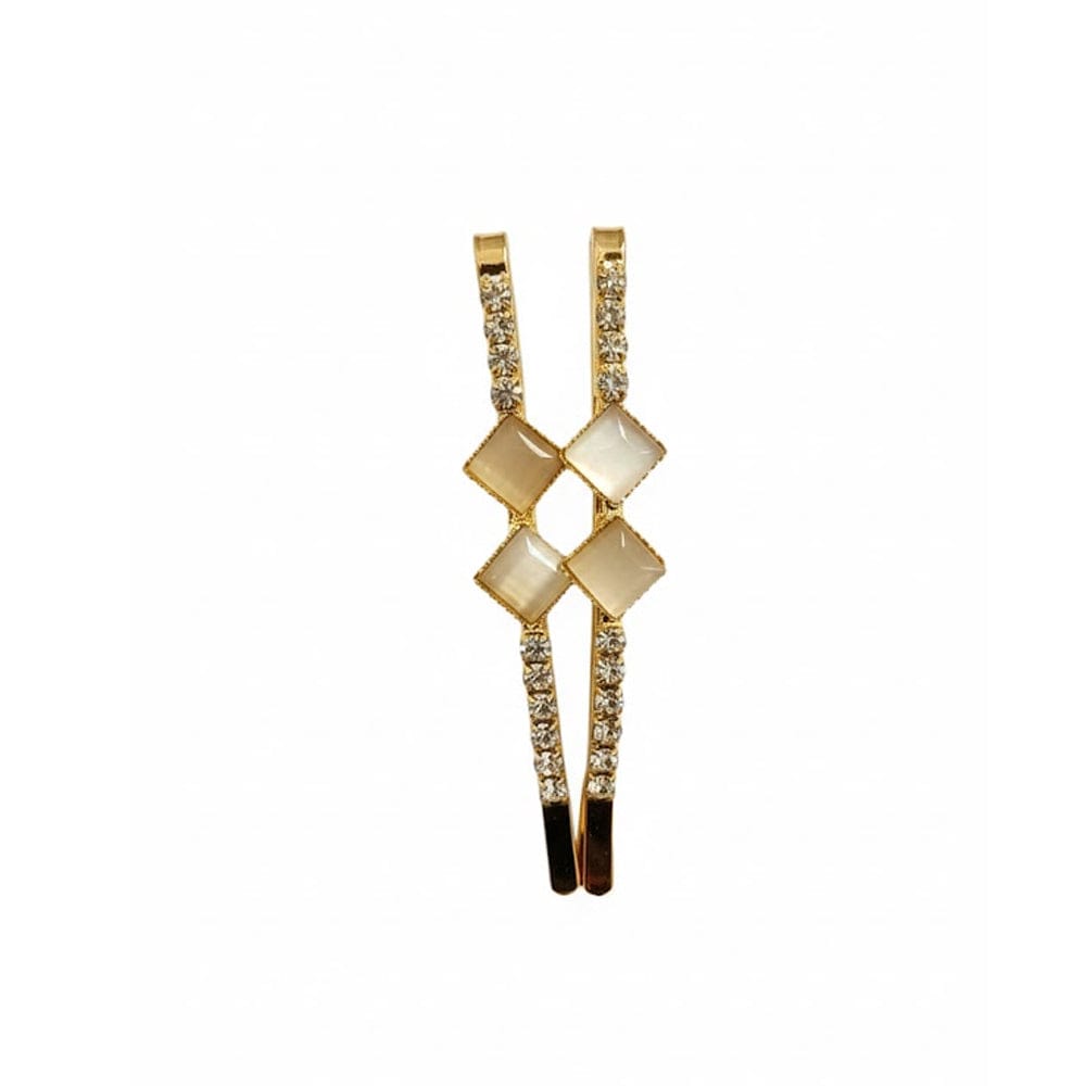 Alpha 55 Set de 2 barrettes strass nacre – Élégance douce
