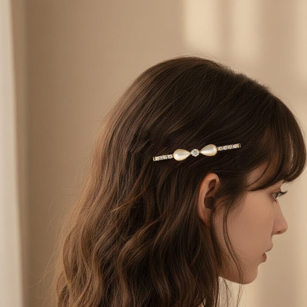 Alpha 55 Set de 2 barrettes strass nacre – Élégance douce
