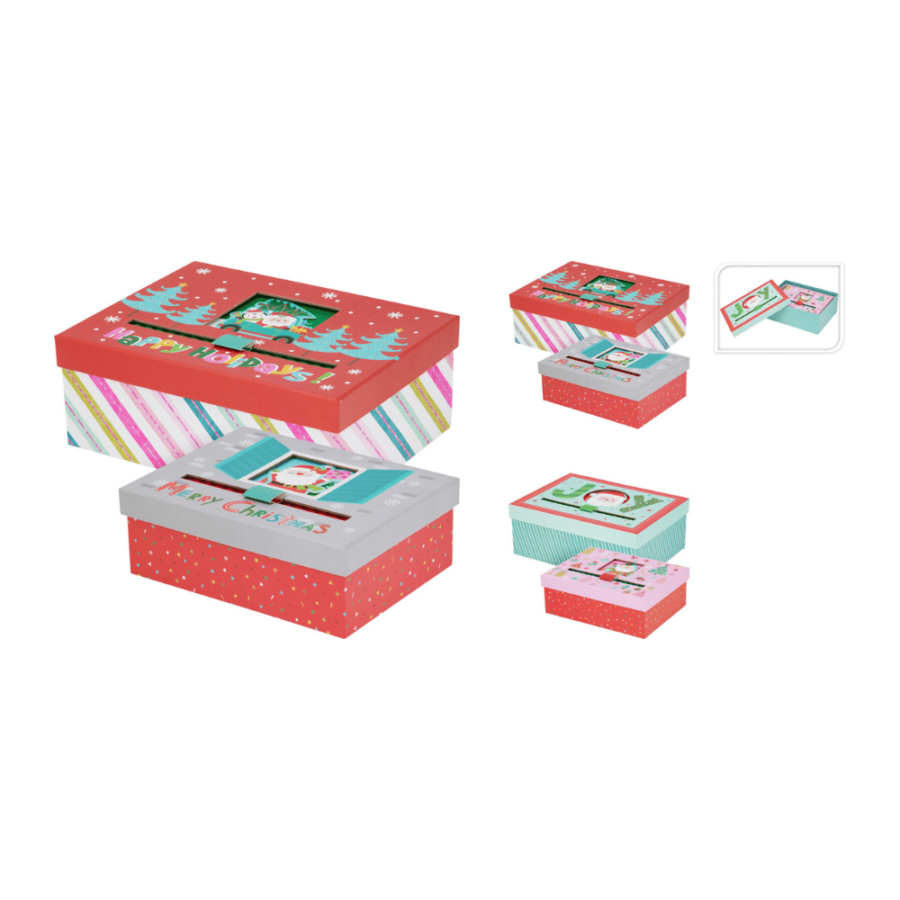 Alpha 55 Set de 2 Boîtes Cadeau en Papier Imprimé – Emballage Festif