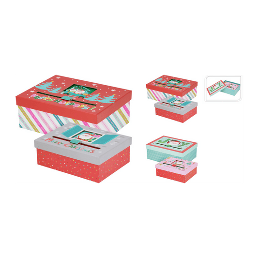Alpha 55 Set de 2 Boîtes Cadeau en Papier Imprimé – Emballage Festif