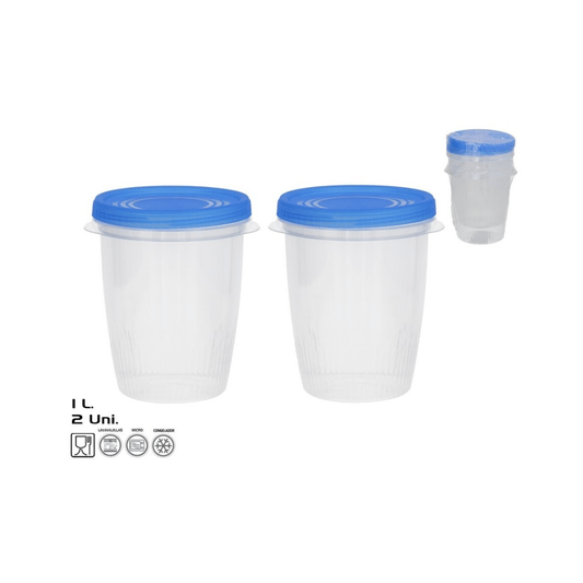 Alpha 55 Set de 2 Boîtes Pot en Plastique 1 L – Conservation Alimentaire