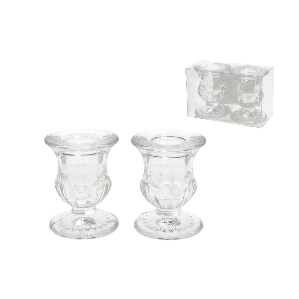 Alpha 55 Set de 2 bougeoirs en verre élégants