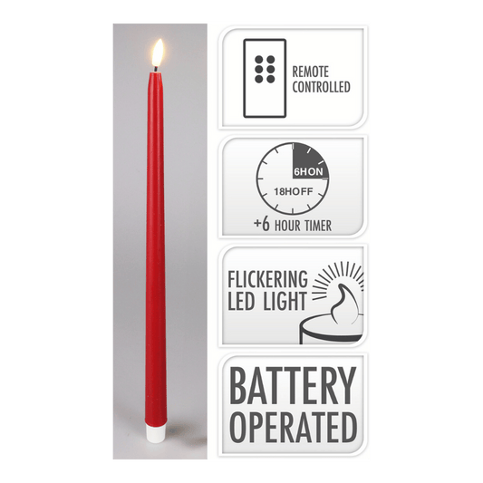 Alpha 55 Set de 2 Bougies Flambeaux LED Rouge – Déco Noël