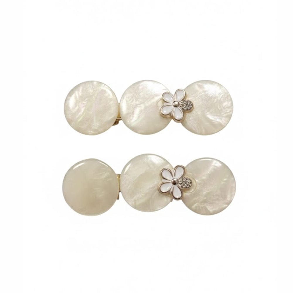 Alpha 55 Set de 2 pinces plates nacre cercles élégantes