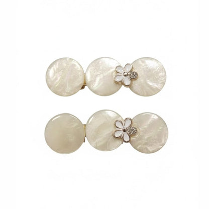 Alpha 55 Set de 2 pinces plates nacre cercles élégantes