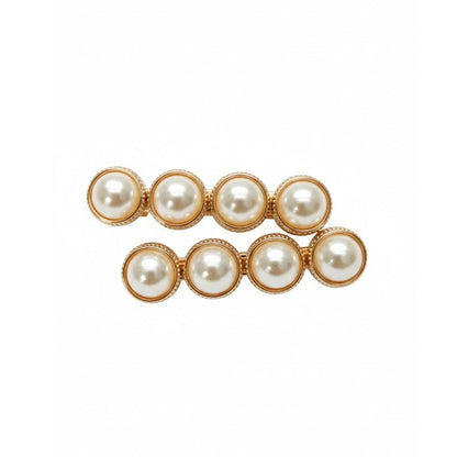 Alpha 55 Set de 2 pinces plates perles doré – Élégantes