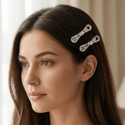 Alpha 55 Set de 2 pinces plates strass – Accessoires cheveux chic