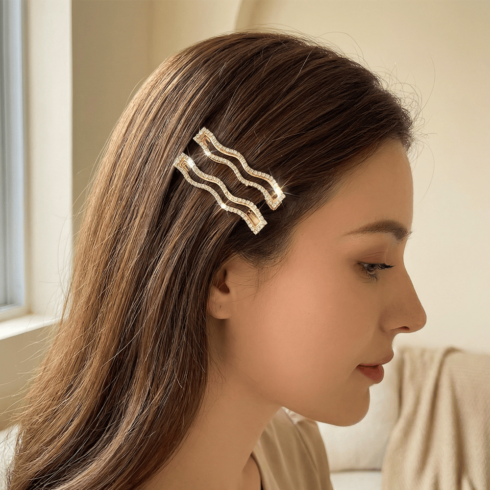 Alpha 55 Set de 2 pinces plates strass – Accessoires cheveux chic