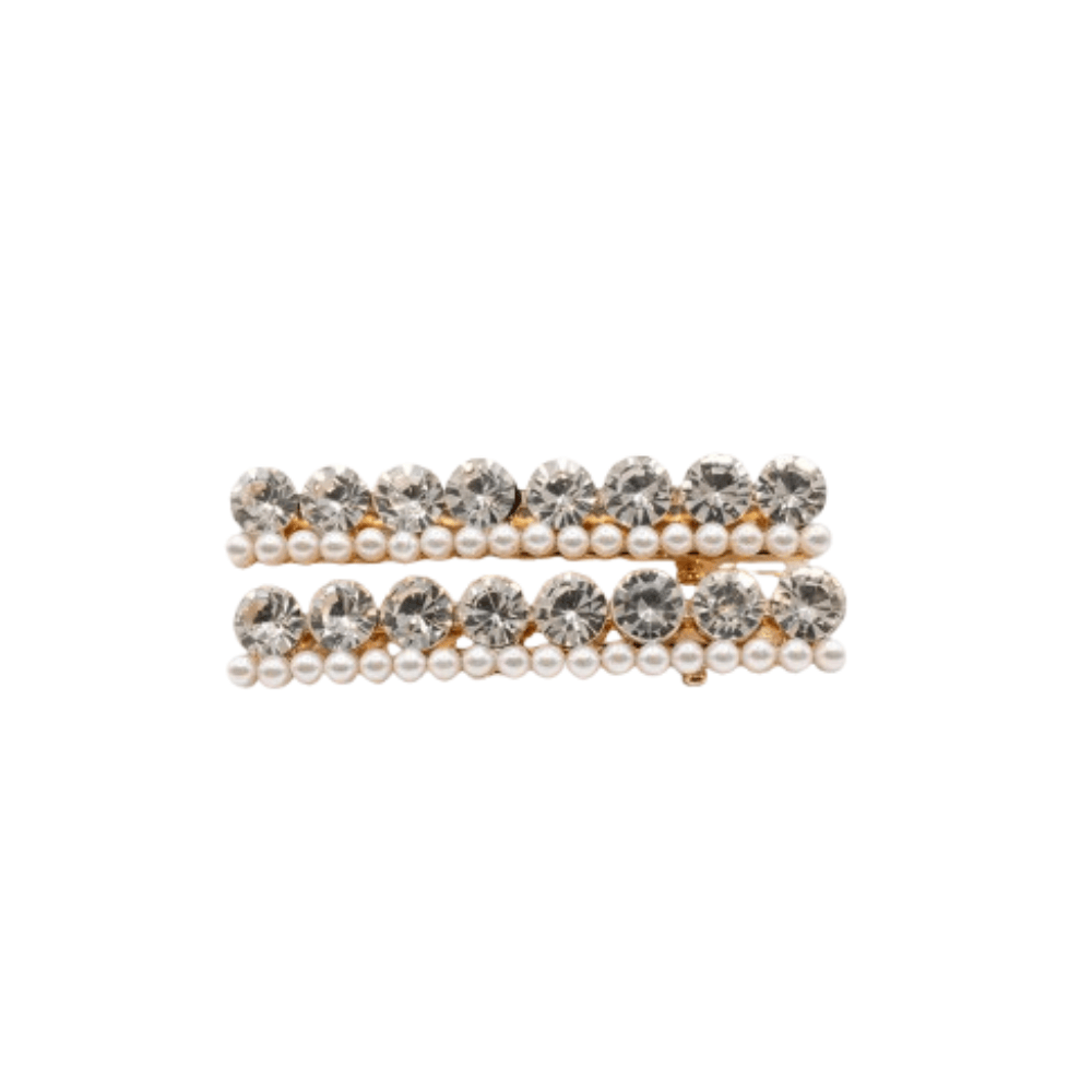 Alpha 55 Set de 2 pinces plates strass perles – Chic