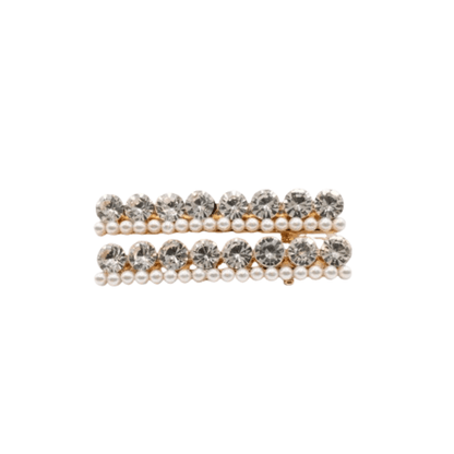 Alpha 55 Set de 2 pinces plates strass perles – Chic