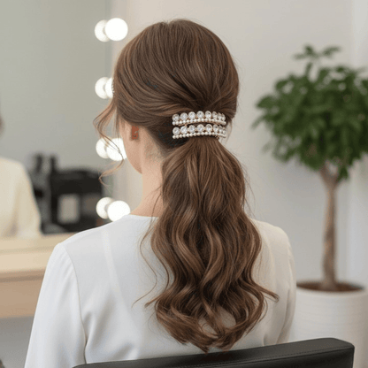 Alpha 55 Set de 2 pinces plates strass perles – Chic