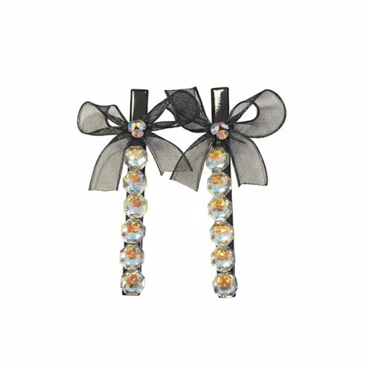 Alpha 55 Set de 2 pinces plates strass ruban – Élégantes