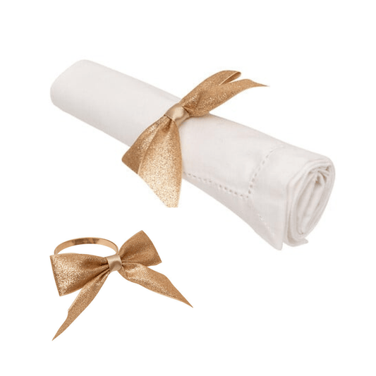 Alpha 55 Set de 2 Ronds de Serviette Nœud Doré – Déco Élégante