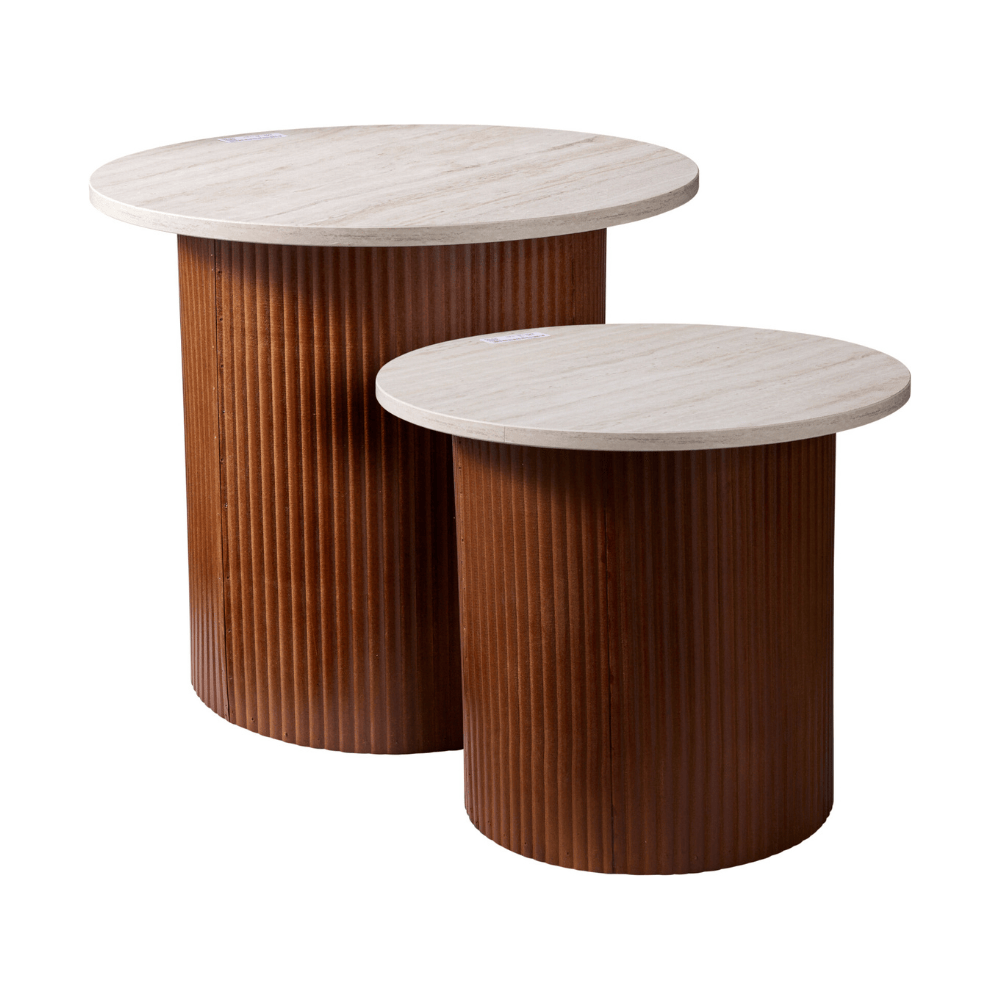 Alpha 55 Set de 2 Tables d’Appoint Bois Ø30 et Ø35 cm