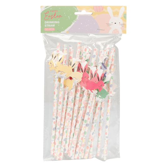 Alpha 55 Set de 20 pailles papier motif lapin – Fête Pâques