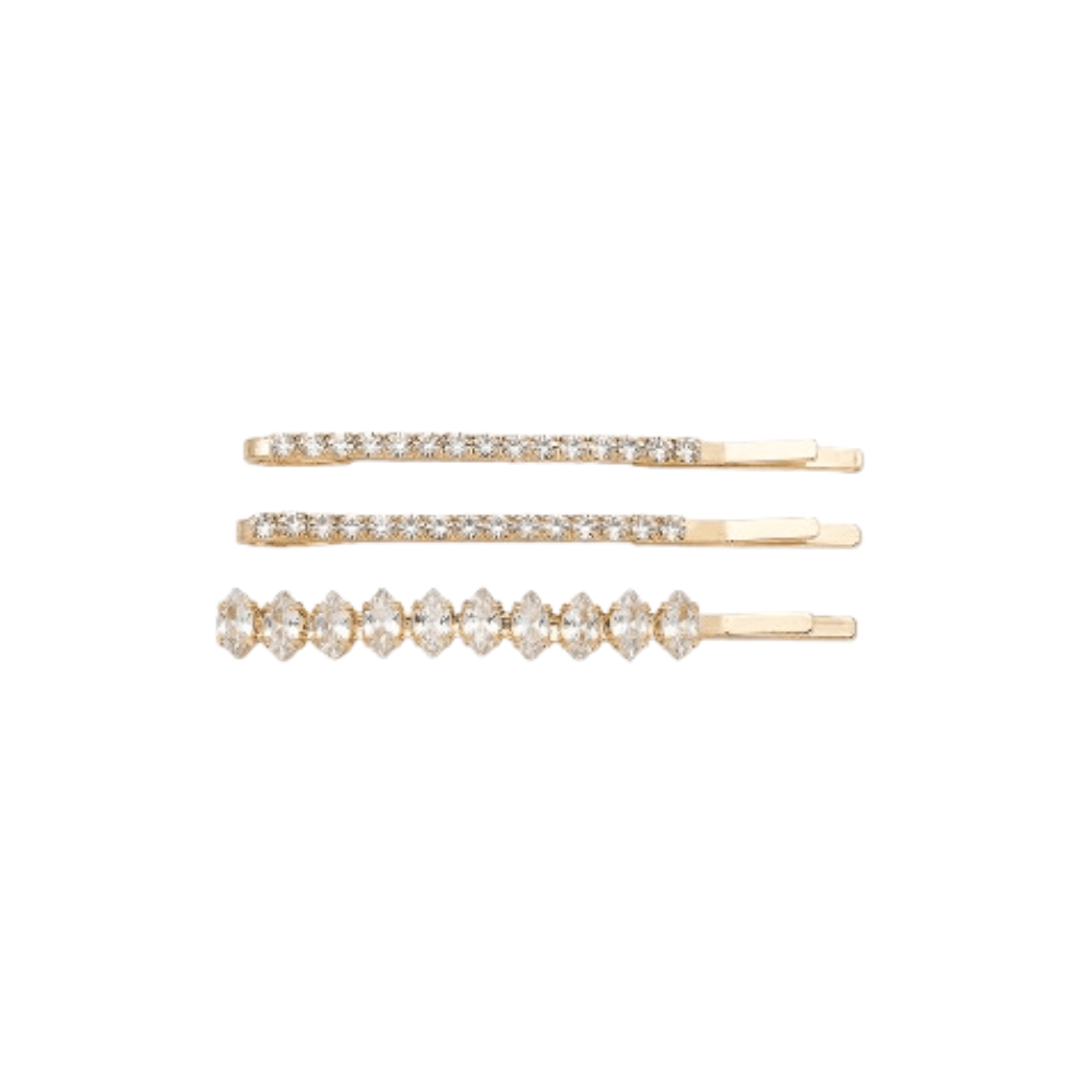 Alpha 55 Set de 3 barrettes perles fines dorées – Chic