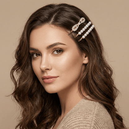 Alpha 55 Set de 3 barrettes perles fines – Élégance discrète