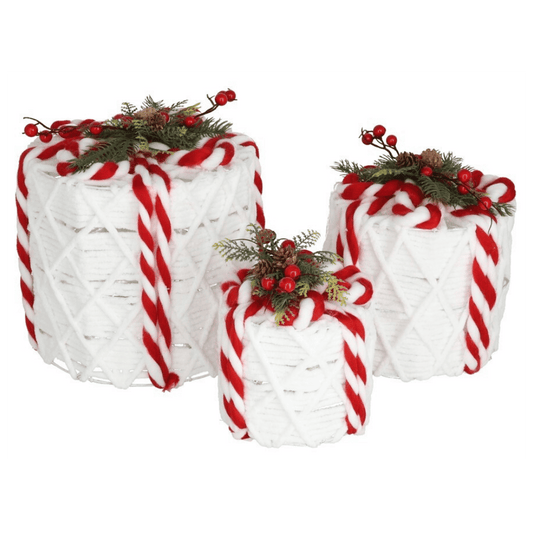 Alpha 55 Set de 3 boîtes cadeau blanches rondes – 45 LED