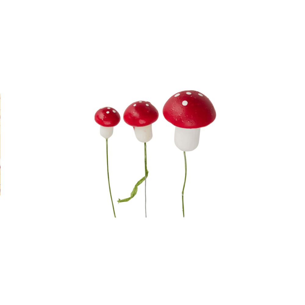 Alpha 55 Set de 3 Champignons sur Tiges Rouges – Décor Noël