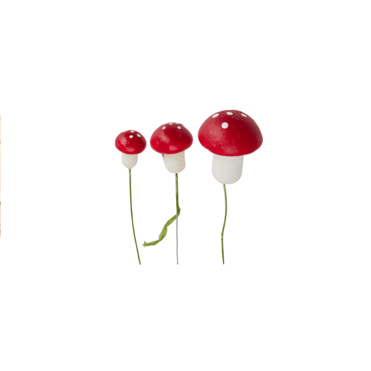 Alpha 55 Set de 3 Champignons sur Tiges Rouges – Décor Noël