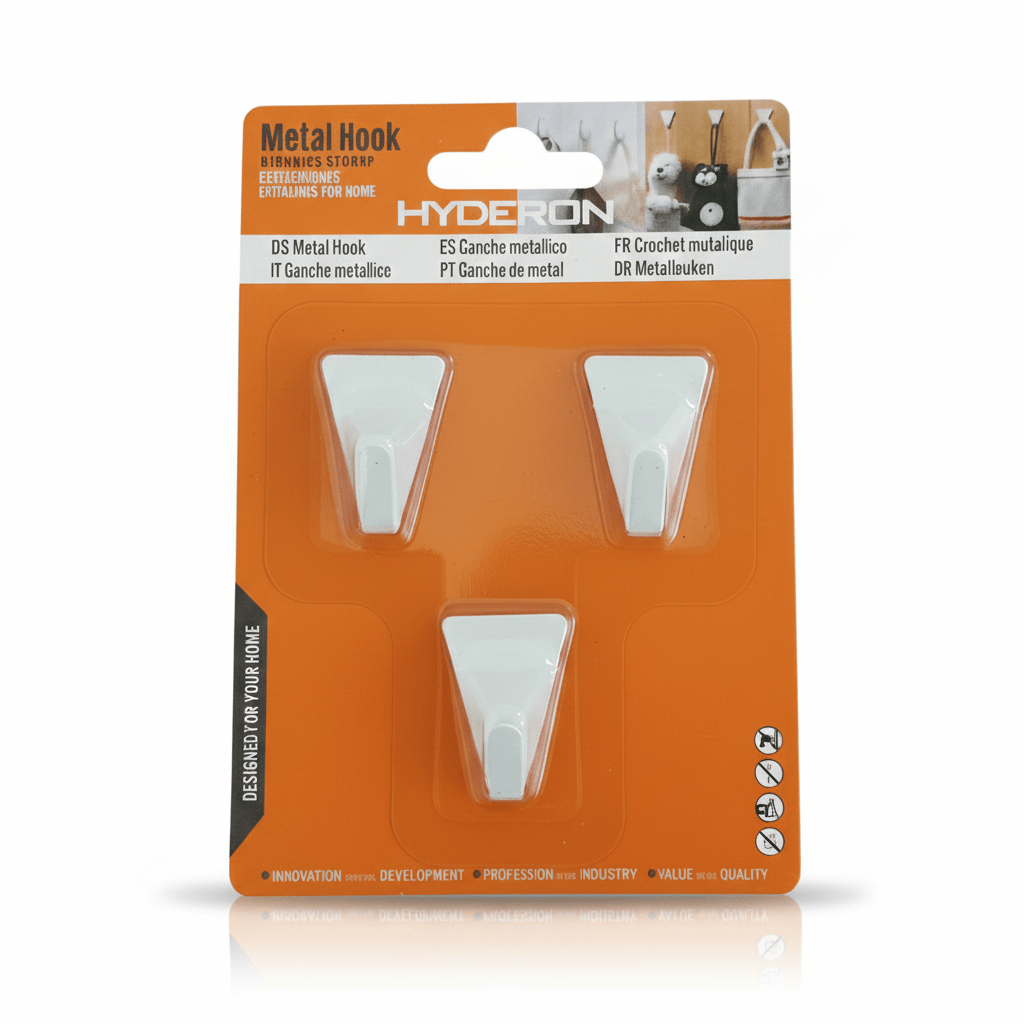 Alpha 55 Set de 3 crochets adhésifs en métal blanc