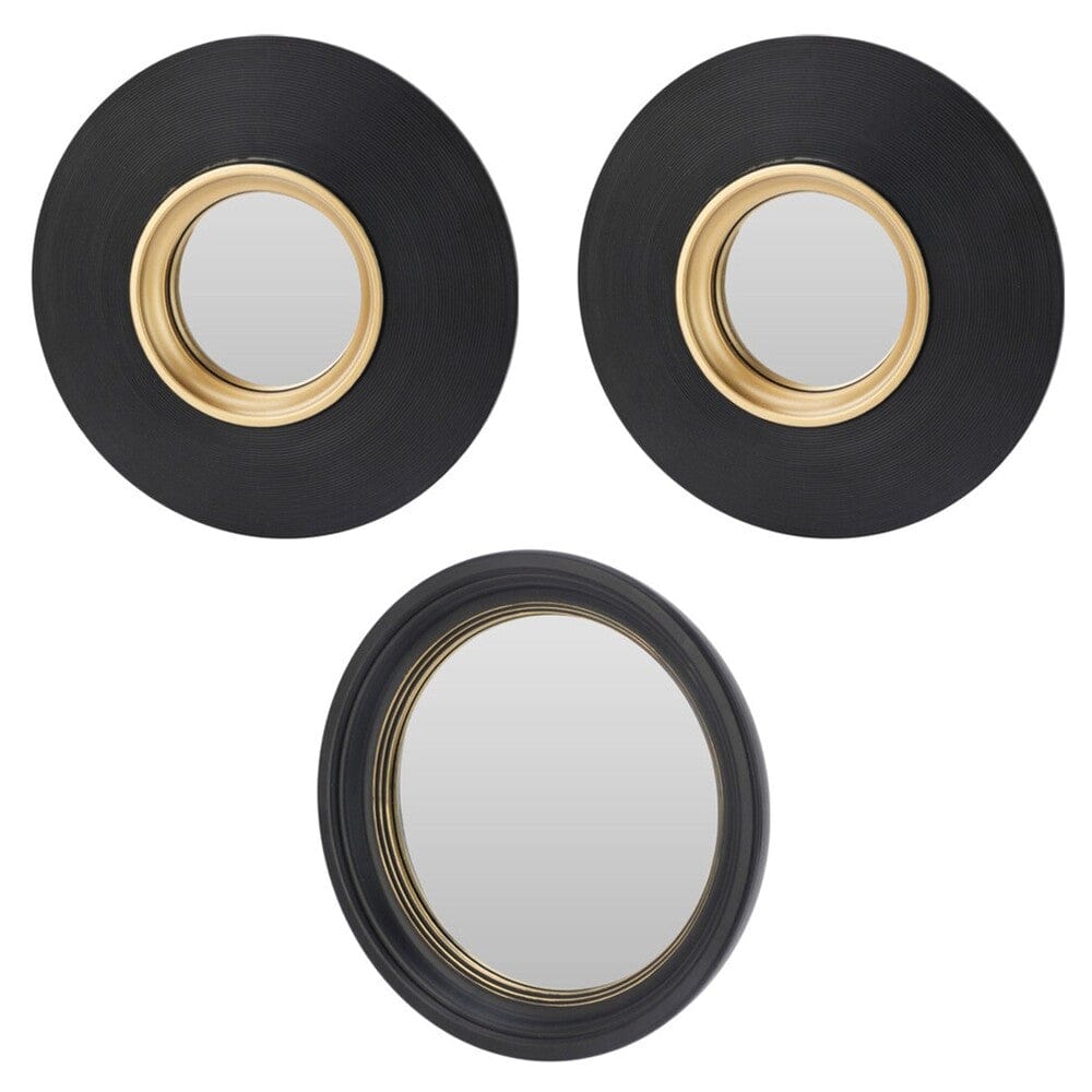 Alpha 55 Set de 3 miroirs bordure dorée noir élégants